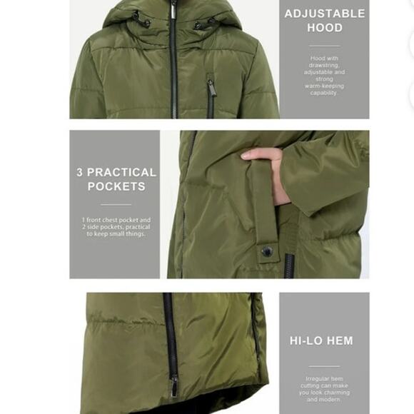 Orolay Women's Quilted Mid-Length Down Jacket Olive Green Size XL NWT Cozy Style - Picture 7 of 7